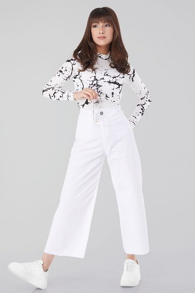 TOFİSA Straight Medium Women's White Jeans - 25005