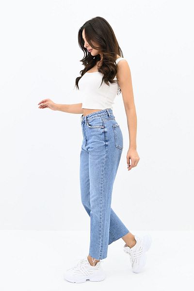 Koza Butik Jean Mom albastru cu talie înaltă pentru femei 4416-25 DPL-725