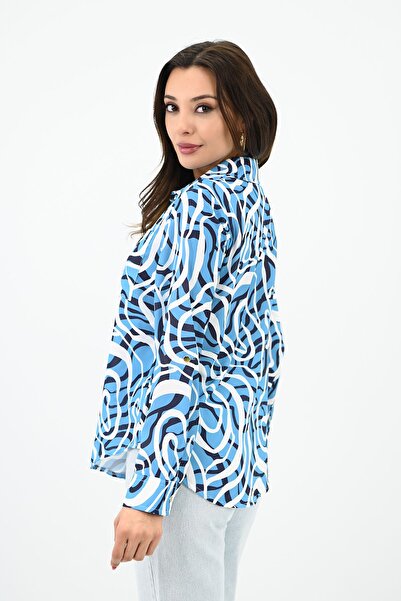 Koza Butik Cămașă clasică cu model pentru femei 1753-24