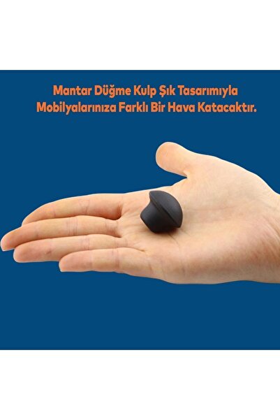Badem10 Mantar Düğme Metal (MAT SİYAH) Yuvarlak Mobilya Mutfak Çekmece Dolap Kulpu Kulbu Kulpları