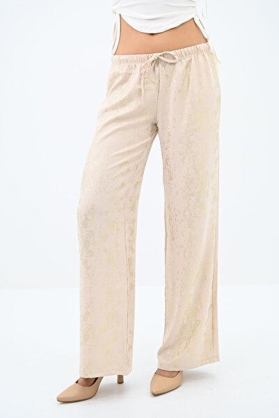 Koza Butik Γυναικείο παντελόνι Palazzo με στάμπα με φύλλο 6272-24