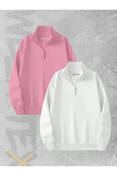 WEARTEX 3 Thread Half Zipper Set of 2 Sweatshirts