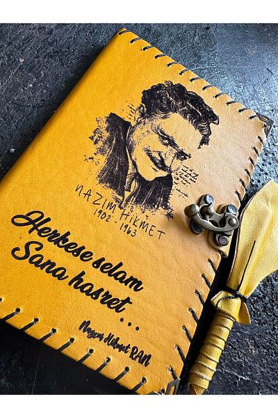 zarif atölye Nazim Hikmet Embroidered Leather Notebook