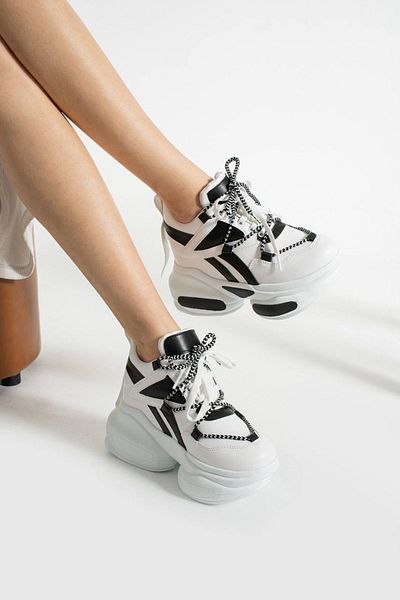 Bymoda Nou sezon alb negru pantofi sport cu toc ascuns cu pană Înălțime totală 10 cm