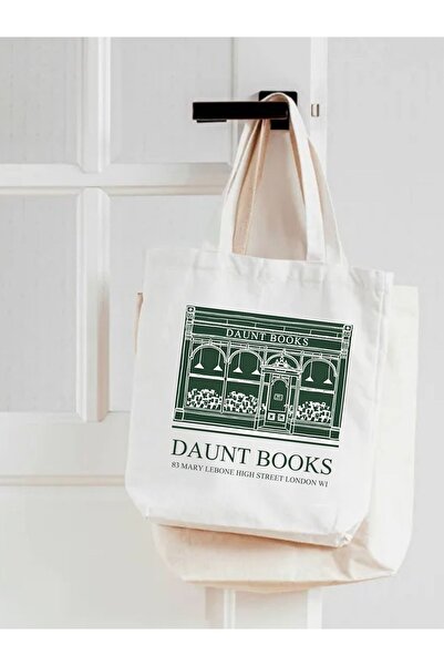 Cemira Daunt Books Tasarım Kalım Kanvas, Rips Bez Çanta, Omuz Çantası, Kalın Tote Bag