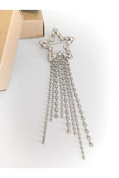 model aksesuar Yıldız Kristal Taşlı Broş