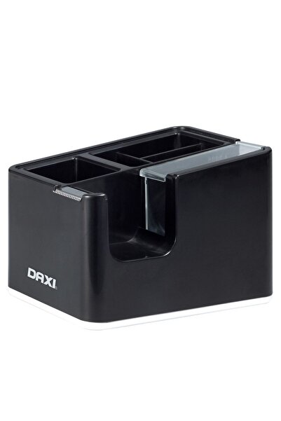 Daxi D-402 Desktop Pen Holder And Tape Cutter, Black