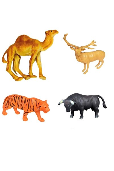 Çağrı Dörtlü Vahşi Hayvanlar Seti Kaplan Boğa Geyik Ve Deve Figür Set