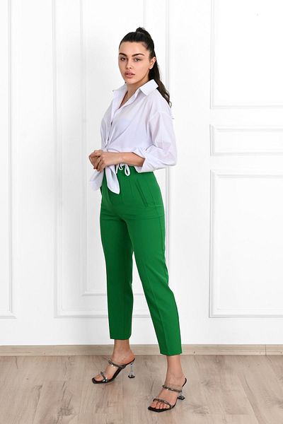 Koza Butik Pantaloni crepon pentru femei cu talie înaltă - 6110-23