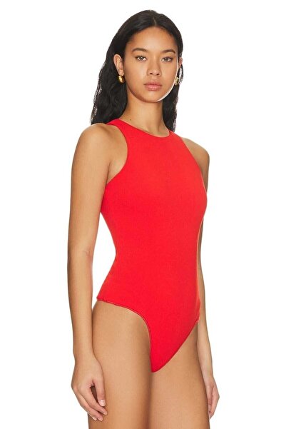 Zagrep Дамски червен боди от копринен трикотаж без ръкави