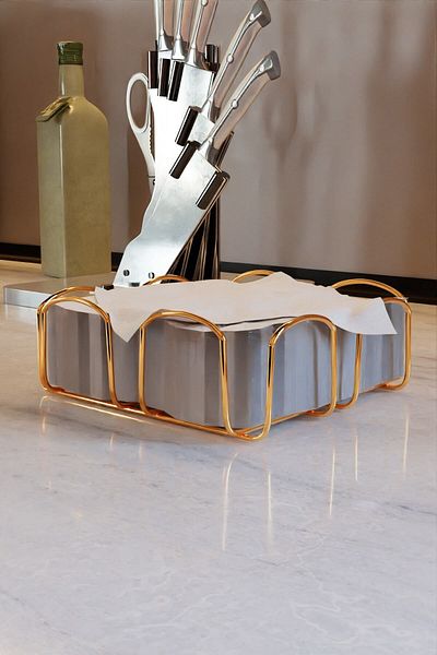 Milenay Gold Stainless Horizontal Napkin Holder, Decorative Napkin Holder, Towel Holder, Napkin Towel Stand
