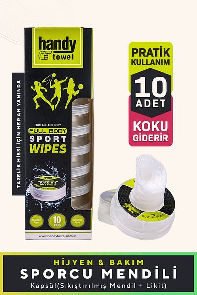 HandyTowel Classic Body Equipment - Hygiene Capsule, 10X4.5 ml Liquid, 100% Cellulose Wipes