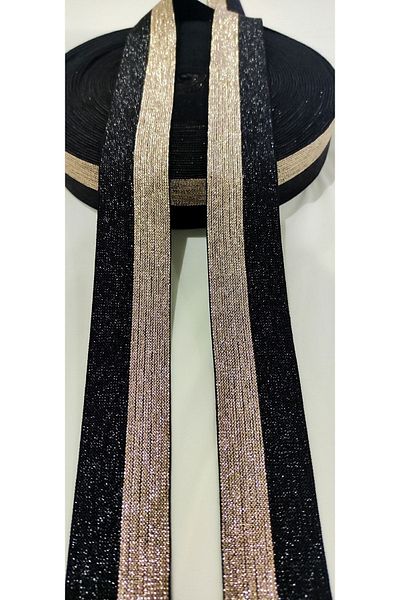 ALTAY TEKSTİL ÜRÜNLERİ 4 Cm Black Copper Rubber Strip-1 Meter