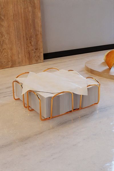 Milenay Gold Stainless Horizontal Napkin Holder, Decorative Napkin Holder, Towel Holder, Napkin Towel Stand