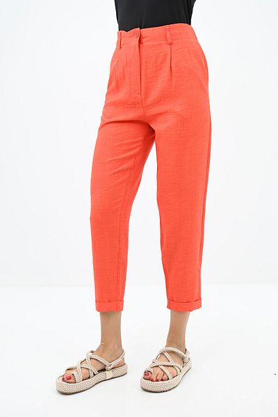 Koza Butik Women's High Waist Linen Trousers with Pocket Detail 6200-23