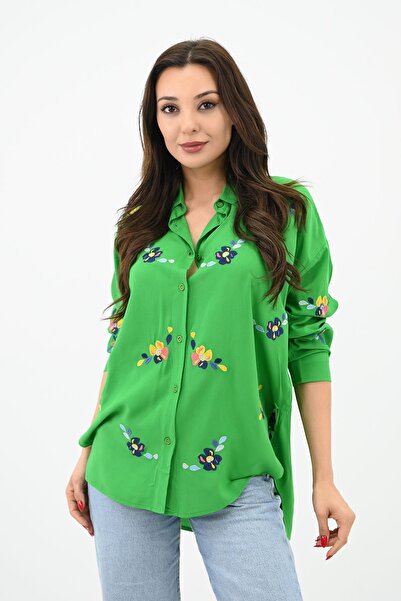 Koza Butik قميص نسائي كبير الحجم مطرز 1735-24