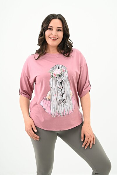 Koza Butik Γυναικείο μπλουζάκι Oversize Plus Size - Off Shoulder 1773-1-24