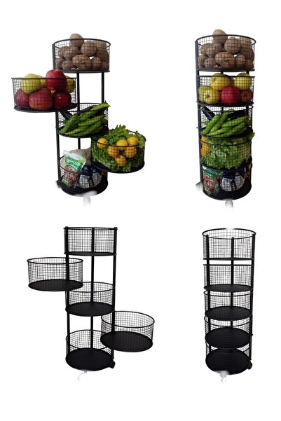 PİRAMİT DEKOR 5 Katli Metal Sebzelik Portatif Sebze Meyve Bakliyat Sepeti Imalattan Satışa