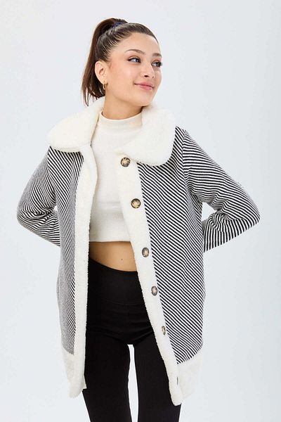 TOFİSA White Straight Collar Women's Jacket - 13095