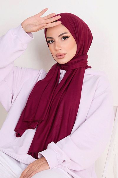 TOFİSA Weinroter Damenschal aus gekämmter Baumwolle, einfarbig, mittelgroß, Modell 23353