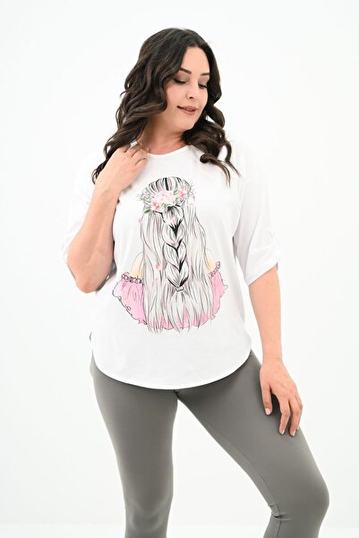 Koza Butik Γυναικείο μπλουζάκι Oversize Plus Size - Off Shoulder 1773-1-24