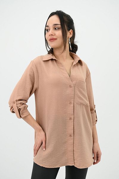 Koza Butik Дамска ленена риза с джобове 1732-24