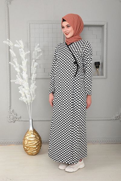 Kutay Collection Πουά μοτίβο - Αντιιδρωτικό καλοκαιρινό φόρεμα προσευχής και φούστα