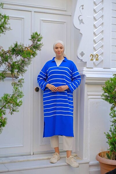 She Olive Striped Hijab Knitwear Tunic\Dress -