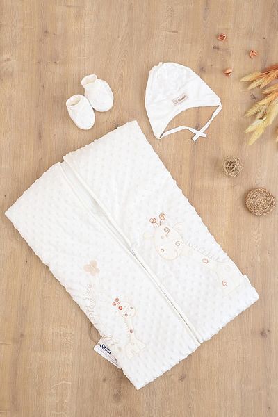 Sitilin Velvet Zippered Baby Hat and Blanket Set - Girls and Boys Stl6784