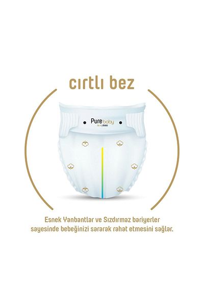 Pure Baby Size 6 Xlarge Wet Wipes Gift - 32 Pieces Organic Cotton Velcro Cloth Single Pack