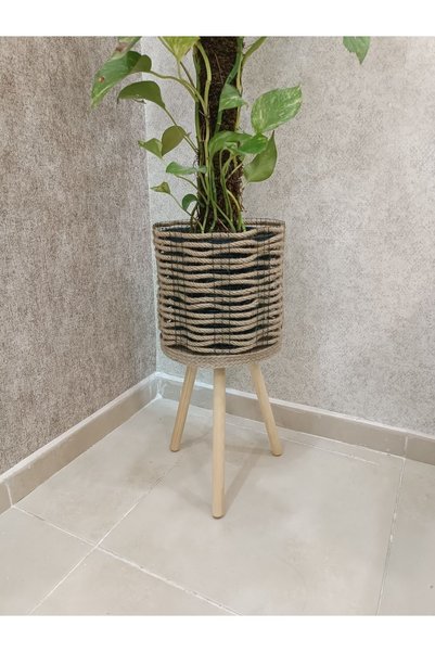 BLACK PEARL Saksı Sepeti Halat Saksı Ahşap Saksı Hasır Saksı