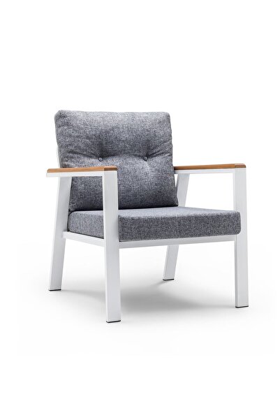 MYMASSA Gri Beyaz Metal Kanepe Metal Tekli Koltuk