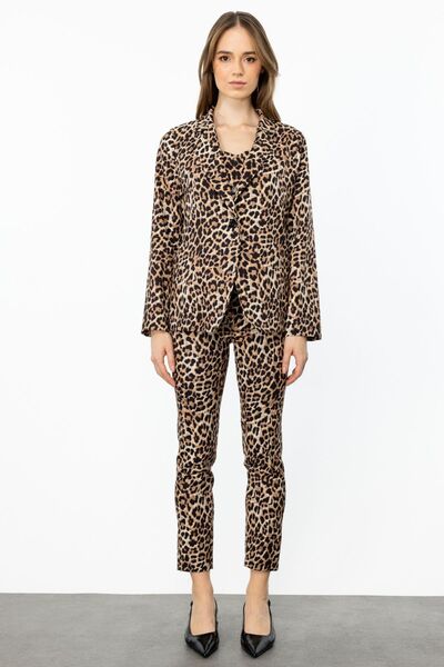 ON Tan Leopard Patterned Five Pocket Trousers