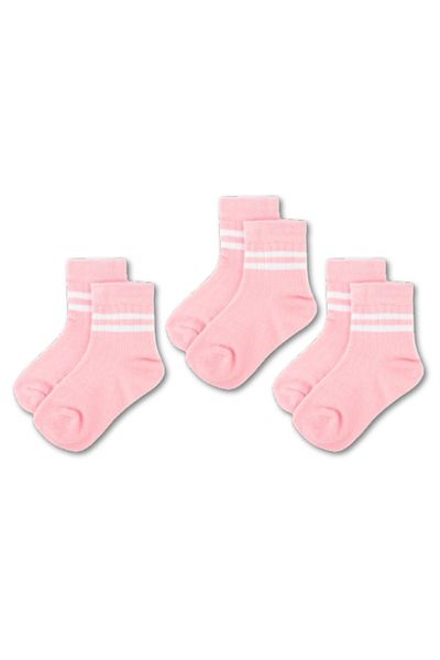 Novibaby Pachet de 3 șosete unisex pentru copii - șosete de școală din bumbac alb, negru, roz