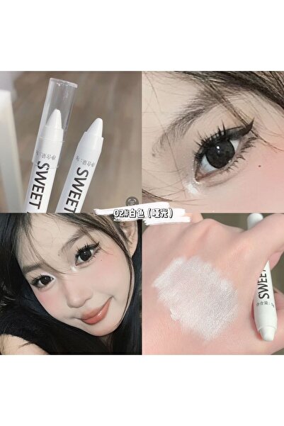 sweet mint Yüksek pigmentli ışıltılı kore kalem aydınlatıcı kalem far (BEYAZ )