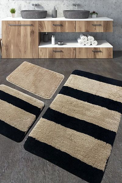 Chilai Home Set de 3 Ontale - Acrilic pentru baie lavabil și antiderapant