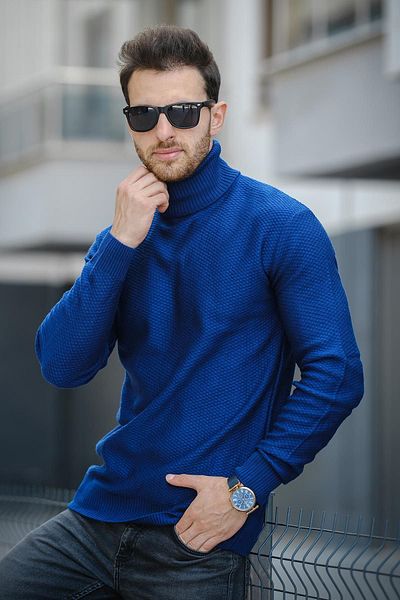 Oksit Seka 500 Ανδρικό Slim Fit Full Fisherman Πουλόβερ - Κυψελοειδή πλεκτό
