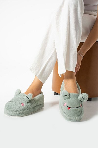 Zirve Moda Unisex Frog βελούδινες παντόφλες - Figured House Design