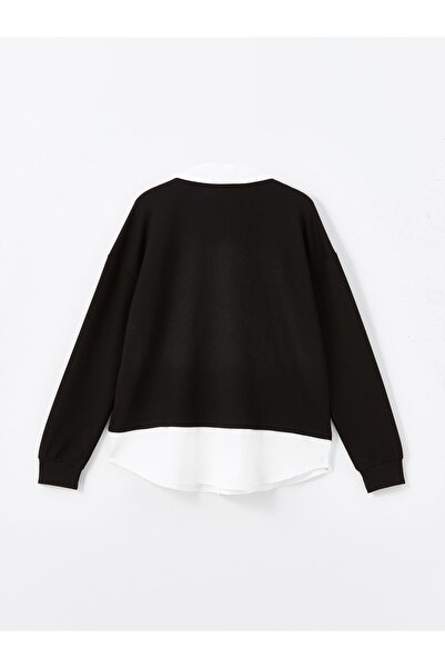 LC Waikiki Túlméretes női tunika - inggallér, tömör, hosszú ujjú