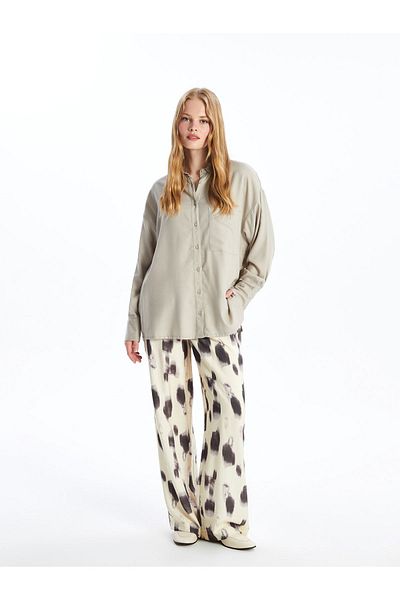 LC Waikiki Patterned Wide Leg - Elastic Waist Women's Trousers