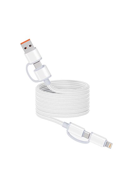 Genel Markalar Spiral Magnetik Örgülü Tasarım Zore 4in1 A+C to C+L Kablo 1M