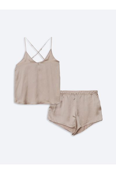 LC Waikiki V-Neck Strappy Women's Shorts Pajama Set