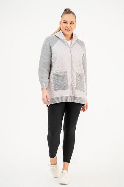 EVEN plus size Gray Quilted Hooded Large Size Women's Jacket