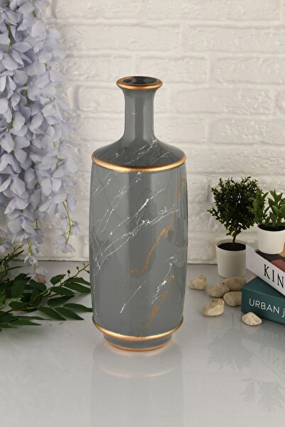ANGDESİGN Angdesign Bodrum Gray Ceramic Vase - Small
