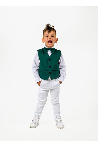 ÇOCUKÇA MODA Set 4 piese pentru bărbați cu vestă și cămașă