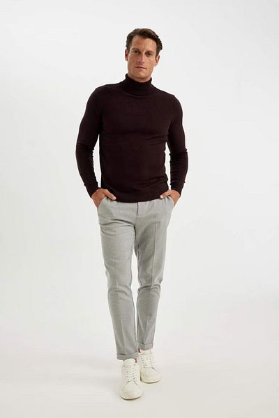 DeFacto Pulover de bază, solid, cu gât țesut, slim fit R1124az