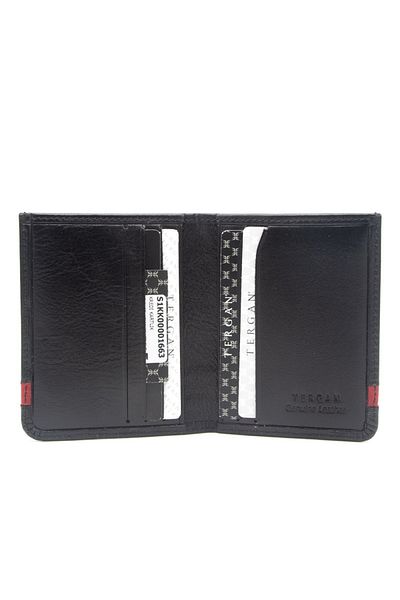 Tergan Unisex Black/Red Leather Credit Card Holder - 1663I13