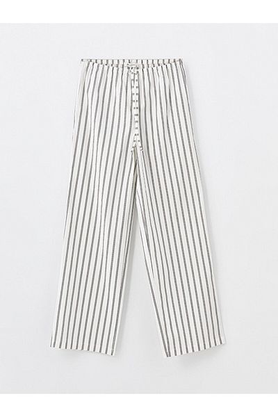 LC Waikiki Wide Leg and Elastic Waist Striped Women's Trousers