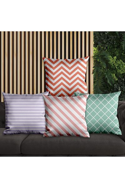 EJOYA 45cm Linear Design 4-piece Pillow and Throw Pillow Set - 113788