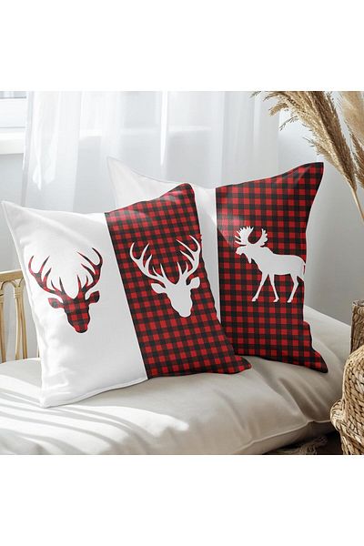 EJOYA New Year 2-piece Deer Designed Pillow Set - Special Plaid, 45cm, 113607